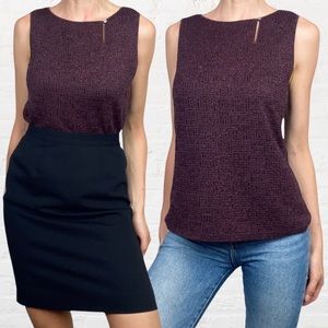 VINTAGE | ALFANI Petite Purple Geometric Glitter Sleeveless Preppy Tank Top
